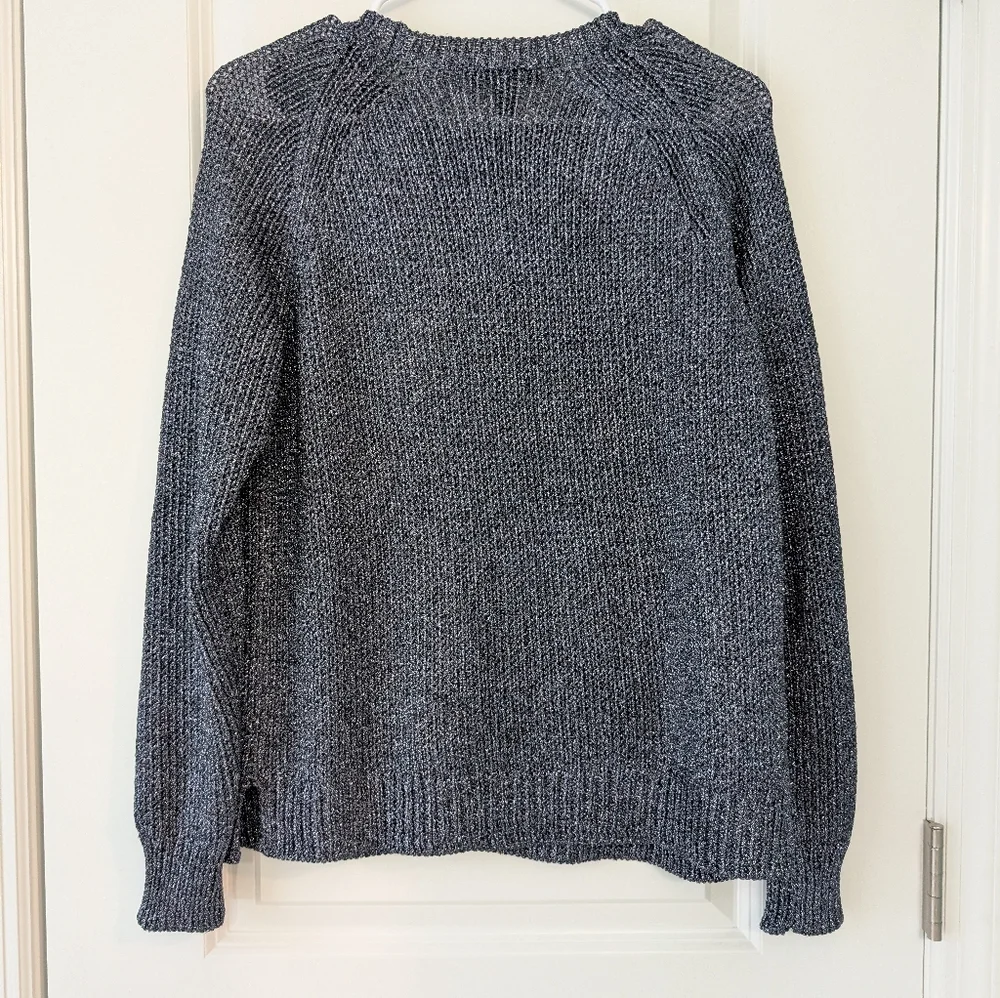 J. Crew, Women's Size Medium, Metallic Side Split‎ Sweater, Blue/Gray